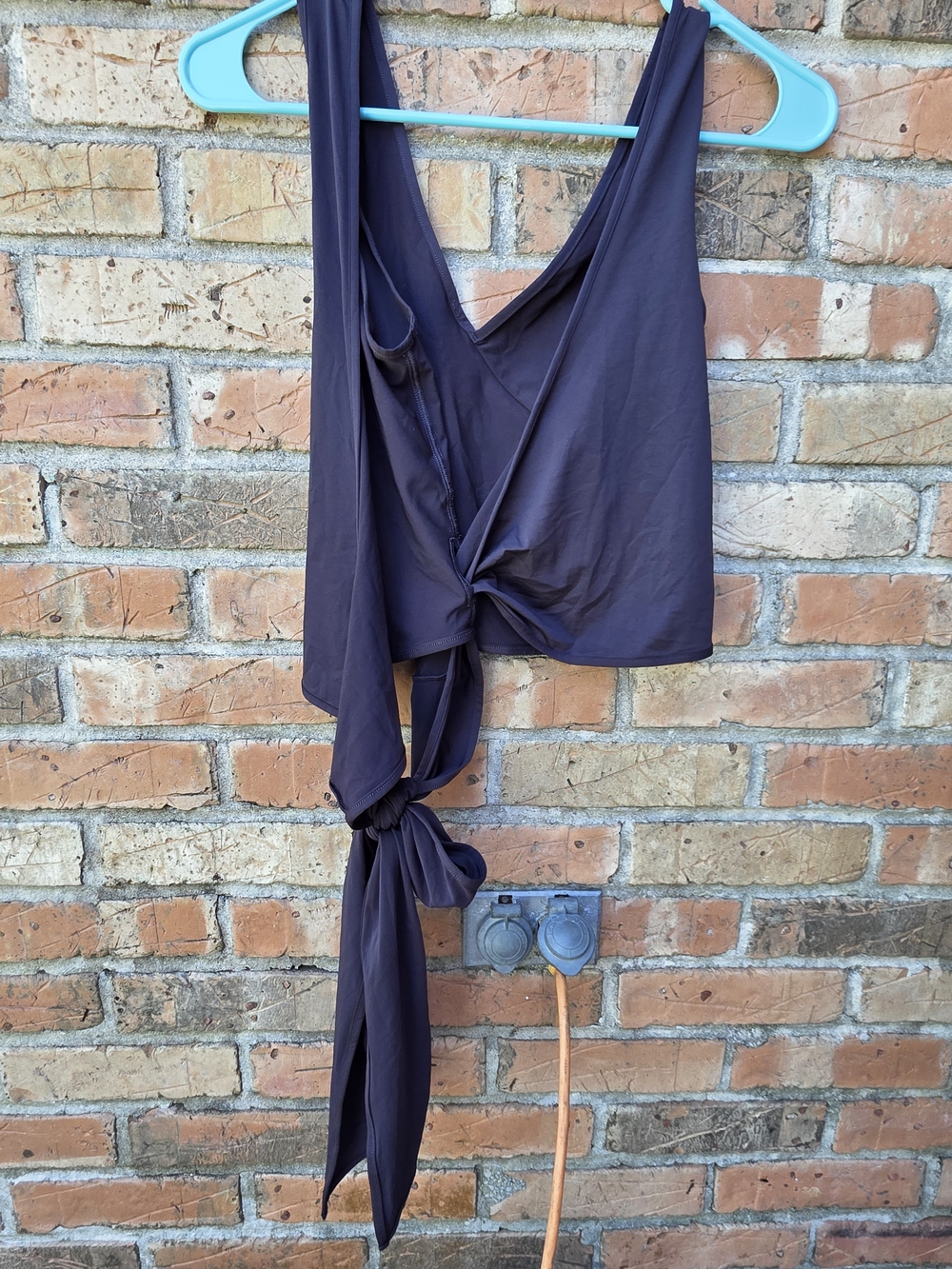lululemon athletica Charcoal Gray Tie-Front Crop Tank
